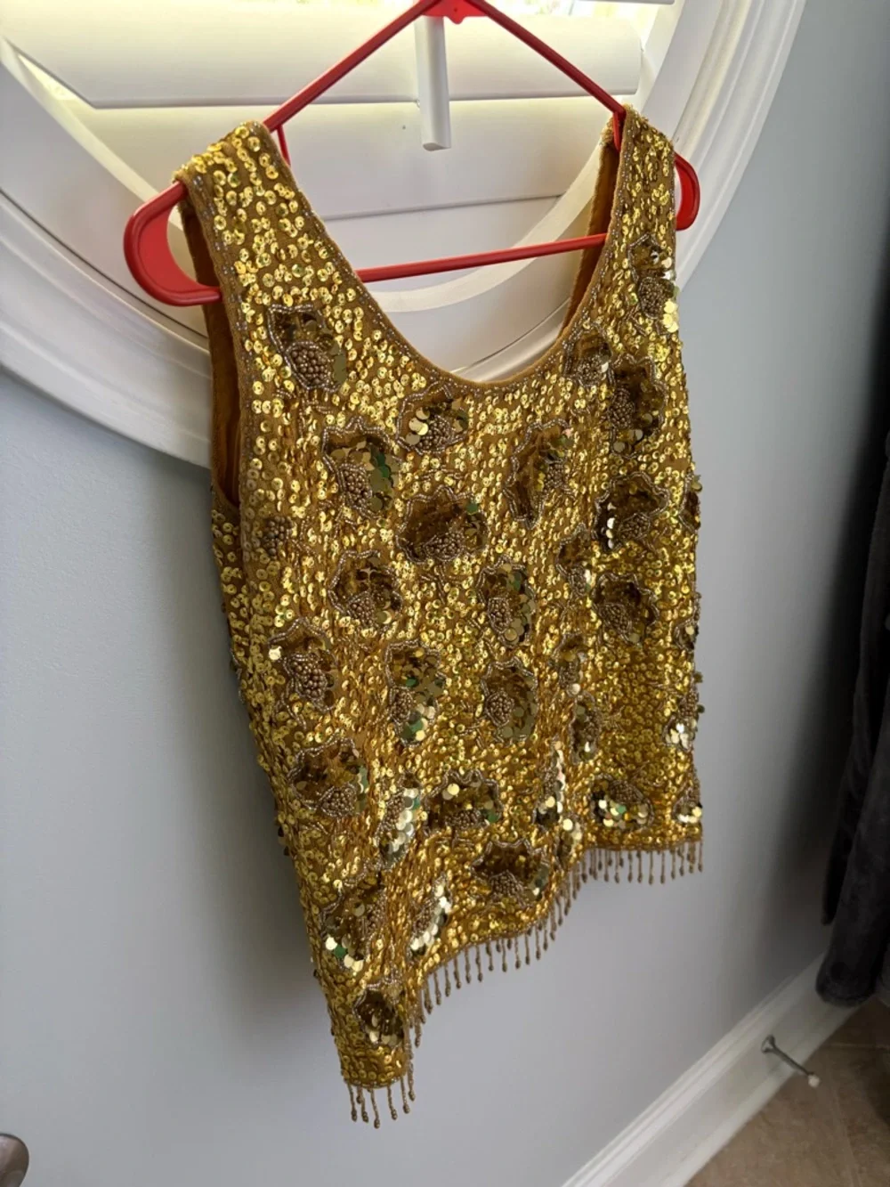 Vintage Harilela gold beaded sequin wool tank top size 38 US Small - Picture 3 of 10